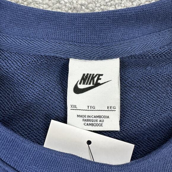 Nike Sweatshirt Mens 2XL Navy Crewneck Fleece Back Graphic Pullover FZ0764-410 - Picture 6 of 11